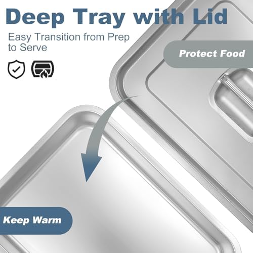 Grilling Prep and Serve Trays,Stainless Steel Large Capacity Food Prep Trays with Lid, Cutting Board Cooling Rack Food Tongs and Cleaning Brush,BBQ Accessories Gift - Image 6
