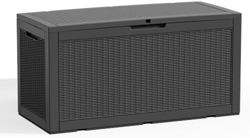 Deck Box 172 Gal Waterproof Outdoor Storage Patio Organizer Classic Black by ASKPASS