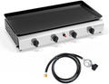 Bonnlo 4 Burner Portable Propane Griddle, 40,000BTU Gas Grill with Enameled Tray, Rolling Flat Top Gas Grill with Electronic Ignition & Regulator for Outdoor Camping Cooking BBQ by Bonnlo