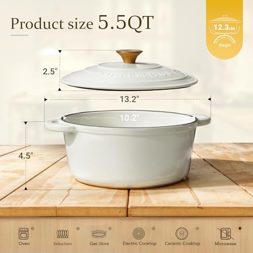 Overmont Enameled Cast Iron Dutch Oven - 5.5QT Pot with Lid Cookbook - Image 6