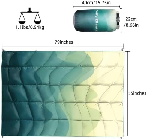 Outdoor Puffy Camping Blanket, Large Outdoor Blanket Waterproof, 55*79'' - Image 3