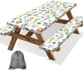 Jungle Safari Picnic Table Cover with Bench Covers, Camping Essentials, Animal Print Waterproof Windproof Table Cover, Fitted Tablecloth Cover with Elastic Edge, for Indoor & Outdoor 3 PCS 30x60 Inch by Xguatan