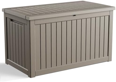 DRATO 280 Gallon Deck Boxes Outdoor Waterproof, Lockable Outdoor Storage Box for Patio Furniture Pool Supplies Garden Tools, Weatherproof Resin Storage Box for Backyard (Grey, 280 Gallon) by DRATOprovidesawarmandcozy