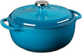 Lodge 4.5 Quart Enameled Cast Iron Dutch Oven with Lid – Dual Handles – Oven Safe up to 500° F or on Stovetop - Use to Marinate, Cook, Bake, Refrigerate and Serve – Cornflower Blue by Lodge