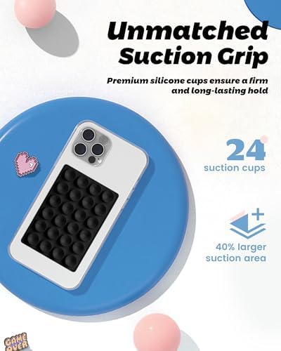 amBand Magnetic Sticky Phone Suction Grip for MagSafe, Removable for Wireless Charging, Durable Magnet Silicone Portable Mount Stand for iPhone 18 17 16 15 14 13 Series, Hands-Free Video/Selfie, Black - Image 4