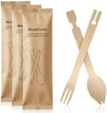 30 Sets Interlocking Bamboo Forks and Spoons, Bamboo Forks Spoons Combo Set, 3 Funtions 60 Pcs Biodegradable Disposable Cutlery for Party Camping and Serving Food by DTFMZOV