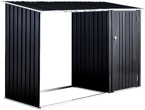 8x5 FT Firewood Storage Shed,2-in-1 Galvanized Steel Outdoor Shelter Rack by Unknown