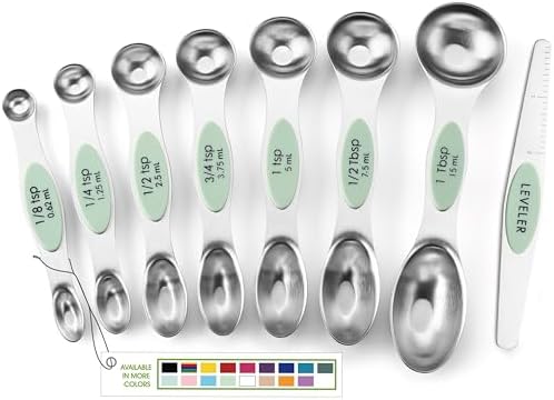 Spring Chef Stainless Steel Magnetic Measuring Spoons Set of 8, Pistachio by SpringChef