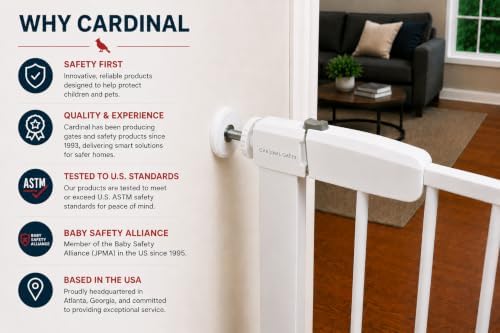 Cardinal Gates PG26.1 Baby & Pet Pressure Gate, White, 29.5-37.75 in - Image 3
