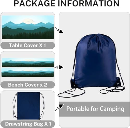 CAPSCEOLL Fitted Picnic Table Cover with Bench Covers 6ft - Green Mountain - Image 6