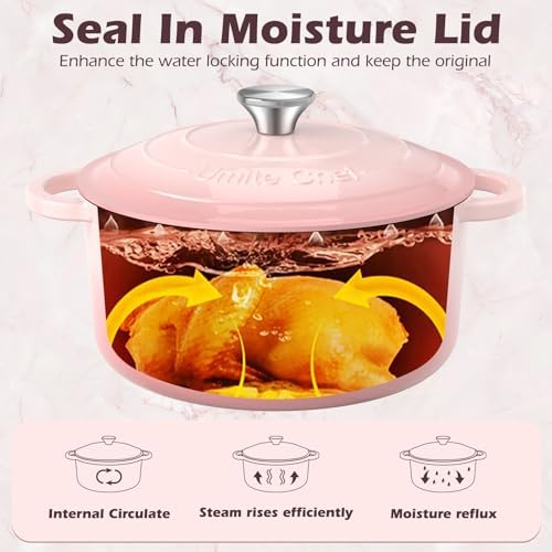 Umite Chef 5QT Enameled Cast Iron Dutch Oven Pot with Lid, Heavy-Duty Cookware for Bread Baking, Braising, Stews, Roasting, Wedding Registry Ideas & Gifts (Pink) - Image 4