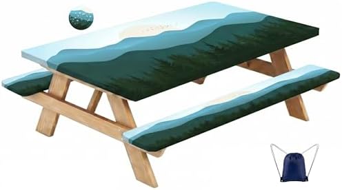 CAPSCEOLL Fitted Picnic Table Cover with Bench Covers 5ft - Green Mountain by CAPSCEOLL