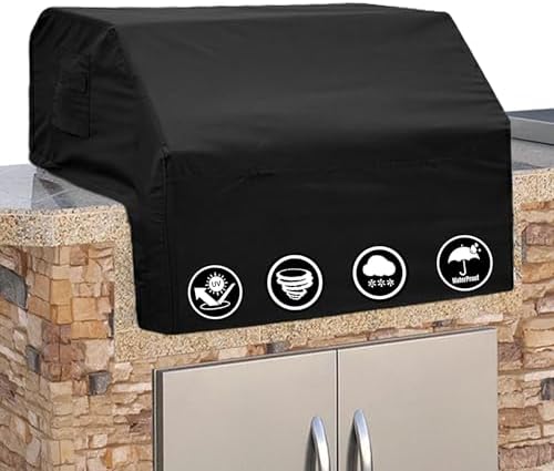 Covers & All Built-in Grill Cover for Outdoor Grill – Heavy Duty 12 oz Waterproof Built-in BBQ Grill Cover, PVC-Coated Polyester with Elastic Hem for Snug Fit (32 x 26 x 24 inches, Black) by CoversAll