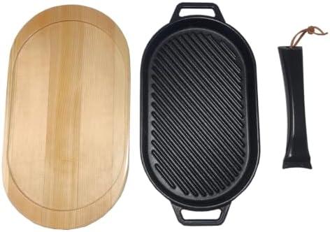 JIN BETTER GRILL PARTS New Skillet with Insulated Wooden Cushion and Removable Handle Compatible with Gas Cooktops and Grills by JINBETTERGRILLPARTS