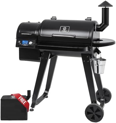 Z GRILLS ZPG-450A Wood Pellet Grill & Smoker with PID V3.0 Controller, 459 Sq in Cook Area, Meat Probe, Foldable Shelf&Side Shelf, 8 in 1 BBQ Grill Outdoor Auto Temperature Control, Black by ZGRILLS