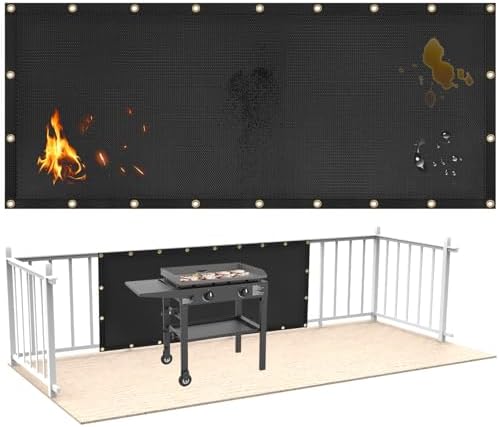 Fireproof Grill Heat Shield for Deck Railing/Wall, 8'x3', Black by Amerbro