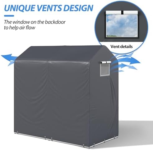 6' x 3' Outdoor Storage Shed, Portable Storage Shed with Roll-up Ventilated Door,Heavy Duty Waterproof Shelter Tent for Bike, Firewood, Garden Tools - Image 4