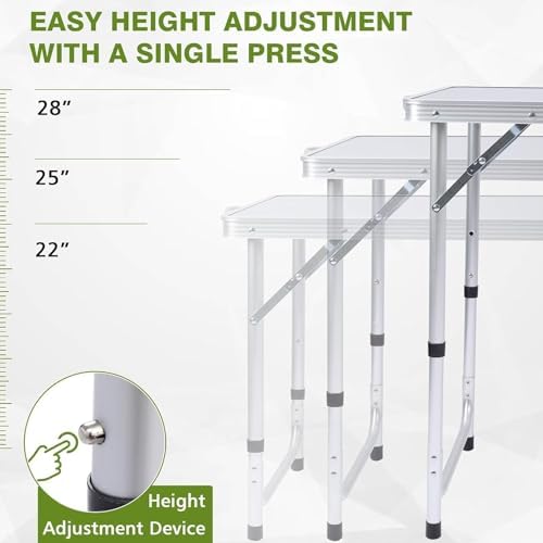 JOUYEK Camping Table, Folding Portable Kitchen Table with Storage Black - Image 4