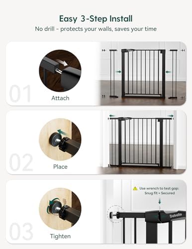 Babelio 29-43" Baby Gate for Stairs, PressGuard P7 Pet Gate, Black - Image 6