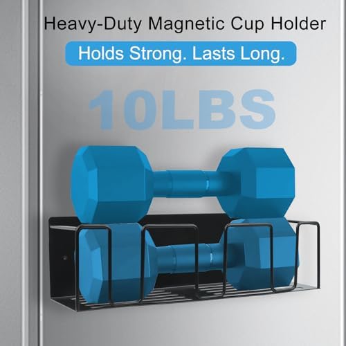Strong Magnetic Stanley Cup Holder for Fridge, 2 Pack Magnetic Water Bottle Holder for Fridge with 1 Lid Rack & 6 Hooks, Space-Saving Storage Rack for Kitchen Fridge, Black - Image 4