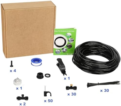 GMAULEE Misting Cooling System, DIY 98.5FT(30M) Misting Line +30 Brass Mist Nozzles+ a Brass Connector(3/4'') Outdoor Mister System for Patio Waterpark Garden Trampoline Greenhouse - Image 6