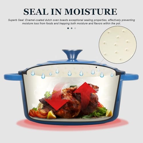 Overmont Enameled Cast Iron Dutch Oven - 7QT Pot with Lid Cookbook - Image 2