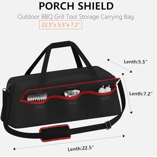 Grill Tool Storage Bag,Grill Utensil Storage Bag for Barbecue Tool up to 22",BBQ Utensil Storage Caddy with Pockets,Barbecue Utensil Case for Outdoor Grilling, Camping, Bag Only - Image 2