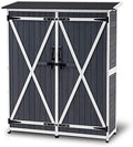 MCombo Outdoor Storage Cabinet with Shelves, Wood Garden Shed with Floor, Outside Tool Shed with 2 Lockable Doors for Backyard Patio Lawn, 1400 (Gray) by MCombo