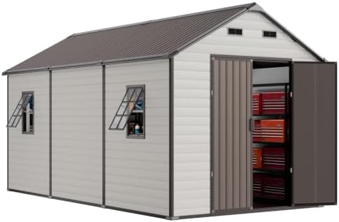 WACASA 8x14 FT Deep Resin Plastic Outdoor Storage Shed, Floor Included by WACASA