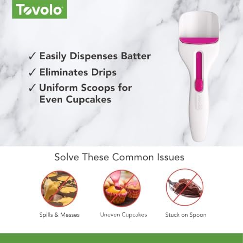 Tovolo Cupcake Scoop Batter Dispenser for Cupcakes Muffins Pancakes and Cookie Dough, Easy to Clean Batter Scoop Slide Dispenses Quicker for Even Size Baked Goods Kitchen Gadget, Fuchsia - Image 4