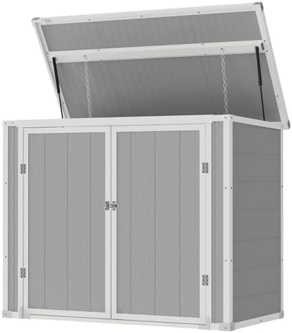 Amopatio 41 Cu Ft Outdoor Storage Shed, Grey & White by Amopatio