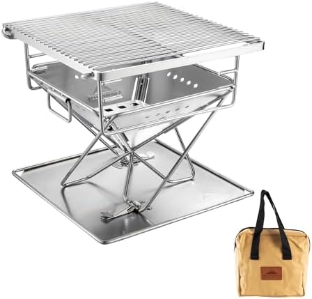 CAMPINGMOON Portable Charcoal Grill Fire Pit Stainless Steel X-MINI-PRO by CAMPINGMOON