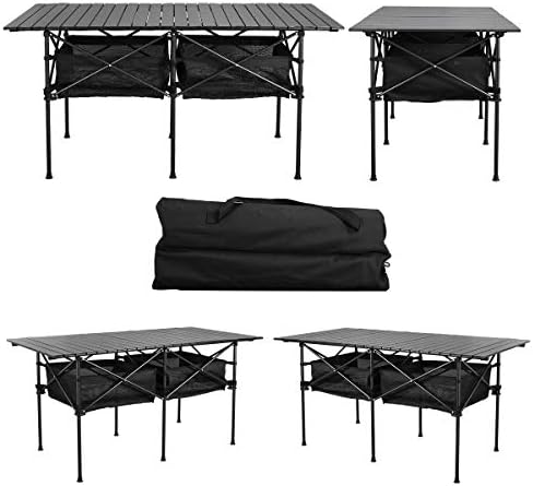 WUROMISE Sanny LargeOutdoor Folding Picnic Camping Table,55"X 27.56"Portable Aluminum Roll-up Table with Storage Carry Bag for RV Travel,Indoor,Outdoor,Camping, Beach,Backyard,BBQ,Party,Patio,Picnic - Image 4