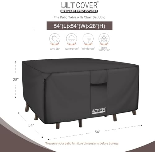 ULTCOVER Waterproof Patio Furniture Cover 54L x 54W in, Black - Image 2