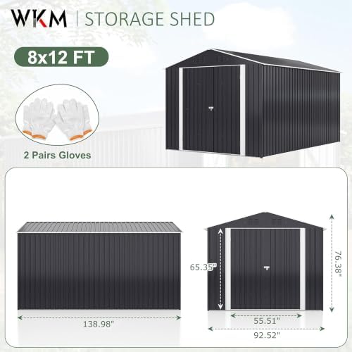 WKM 8X12 FT Outdoor Storage Shed Black - Image 7