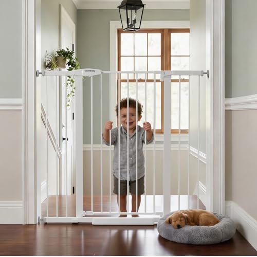Mumeasy 36" Extra Tall Baby Gate for Stairs, 29.7-48" Wide Dog Gate for Doorways, Walk Thru Pet Safety Gate for Indoor, Pressure Mounted with Auto Close, Easy Install No Drill for Toddlers, White by Mumeasy-FocusonBabyPetSafetyGate