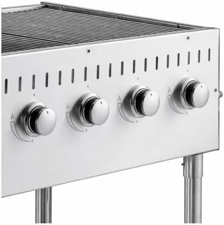 Commercial Stainless Steel Outdoor Liquid Propane Grill with Pizza Oven Attachment, 60" Cooking Surface, 8 Burners, 128,000 BTU, for Restaurant Patio, Resort, Catering, Outdoor Kitchen, Hotel - Image 3