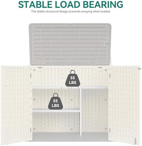 YITAHOME 30cuft Horizontal Storage Shed Shelf, Weatherproof Metal Shelf for 30 cu ft Tool Cabinet, Ideal for Outdoor Use, Easy Assembly,45.6" L X 13.2" W X 29.2" H, White - Image 4