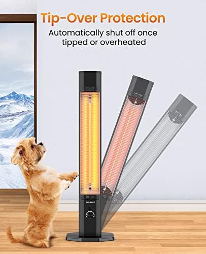 Outdoor Electric Patio Heater, Haimmy 42in Infrared Heater with Remote, 9 Heat Levels, 9H Timers, 1500W Instant Heating, Safety Lock, Tip-Over & Overheat Protection, IPX5 Waterproof Tower Space Heater - Image 5