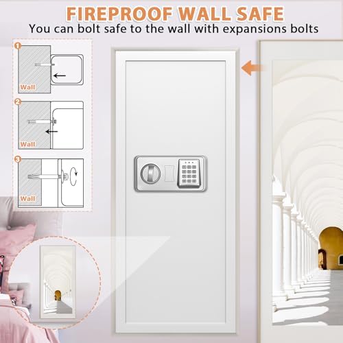 White 33.46" Tall Sturdy Wall Safes Between the Studs 16" Centers - Image 6