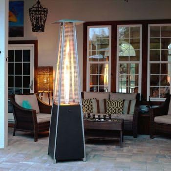 Golden Flame Resort Model 49,000 BTU NATURAL GAS Glass-Tube Flame Patio Heater in Rich-Mocha Matte Finish with Mobility Wheels and Protective Cover - Image 2