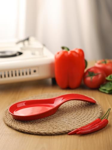 GDCZ Large Porcelain Spoon Rest for Kitchen Stove Top (Red) - Image 4