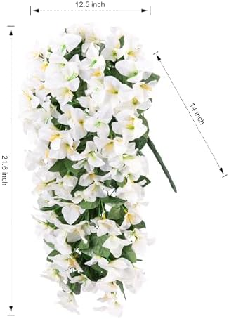 Faux Bougainvillea Artificial Flowers for Outdoors Fake Plants Outside Decoration, 2 PCS White Faux Flowers UV Resistant Look Real Silk Long Trailing Vines for Front Door Porch Planter Patio Garden - Image 6