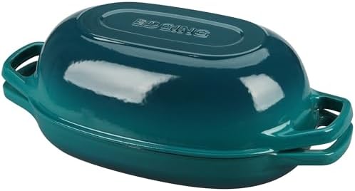 EDGING CASTING Enameled Cast Iron Oval Dutch Oven Pot with Lid, Dutch Oven for Sourdough Bread Baking, Bread Oven, Bread Dutch Oven, Oval Bread Pan, 5qt, Darkcyan - Image 7