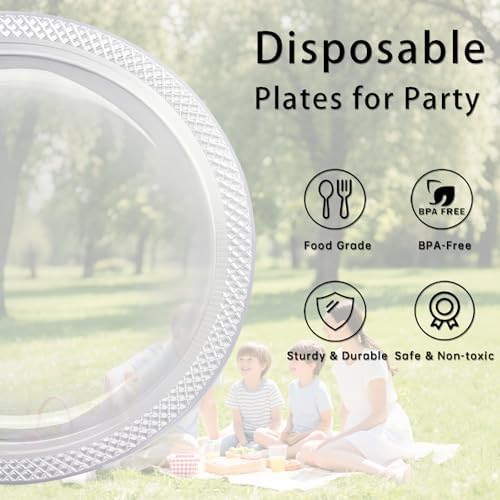WELLIFE 10 Inch Clear Plastic Plates 50 Count - Image 4