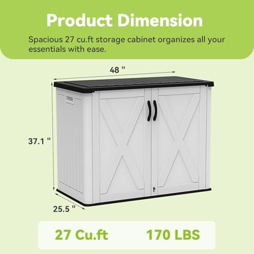 Devoko 26 Cu Ft Resin Outdoor Storage Cabinet, White - Image 4