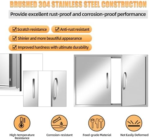 BBQ Access Double Doors 33Wx23H Flush Mount Stainless Steel Outdoor Kitchen Door for Outside Cabinets and BBQ Island - Image 7