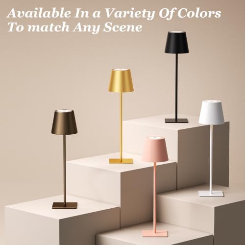 Kakanuo Cordless Rechargeable Table Lamp Black 5000mAh Battery Operated Lamps, 3 Colors Stepless Dimming Touch Lamp for Dining, Living Room, Outdoor Patio, Kitchen Counter, 4 Pack - Image 6