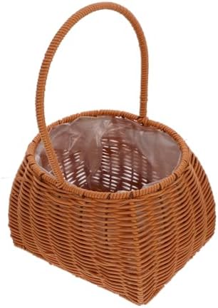 Wicker Handheld Basket for Floral Arrangements, Waterproof PE Weave - Image 6