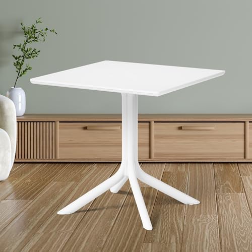 Costaelm Patio Dining Table for 4, Square PP Patio Table, 4-Person Weather Resistant Porch Tables for Outside Poolside Deck Lawn Garden Backyard, White - Image 7